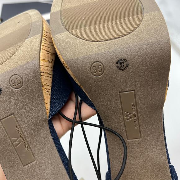 Worthington Womens Panama Block Heel Pumps Denim Size 9.5 M - Picture 7 of 9